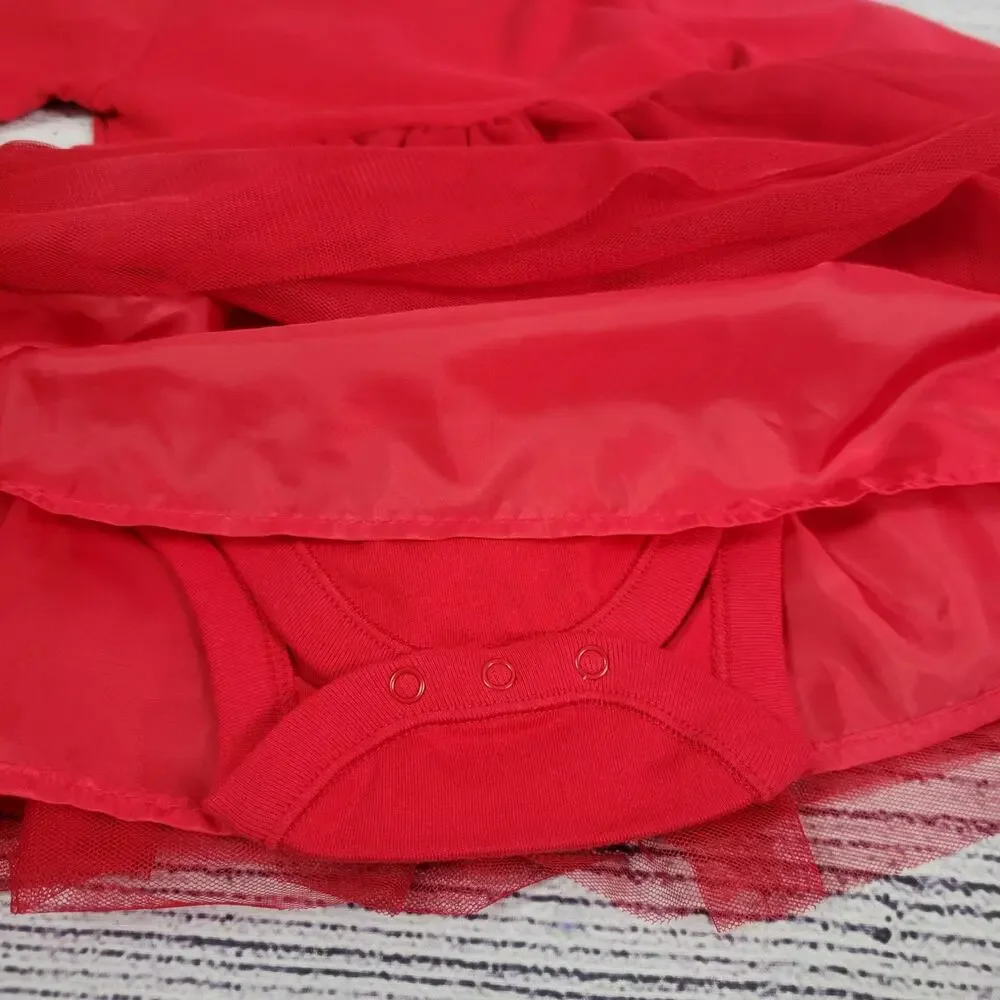 Old Navy Red Long Sleeve Tutu Onesie‎ Dress Size 6-12 Months New with Tags!!!